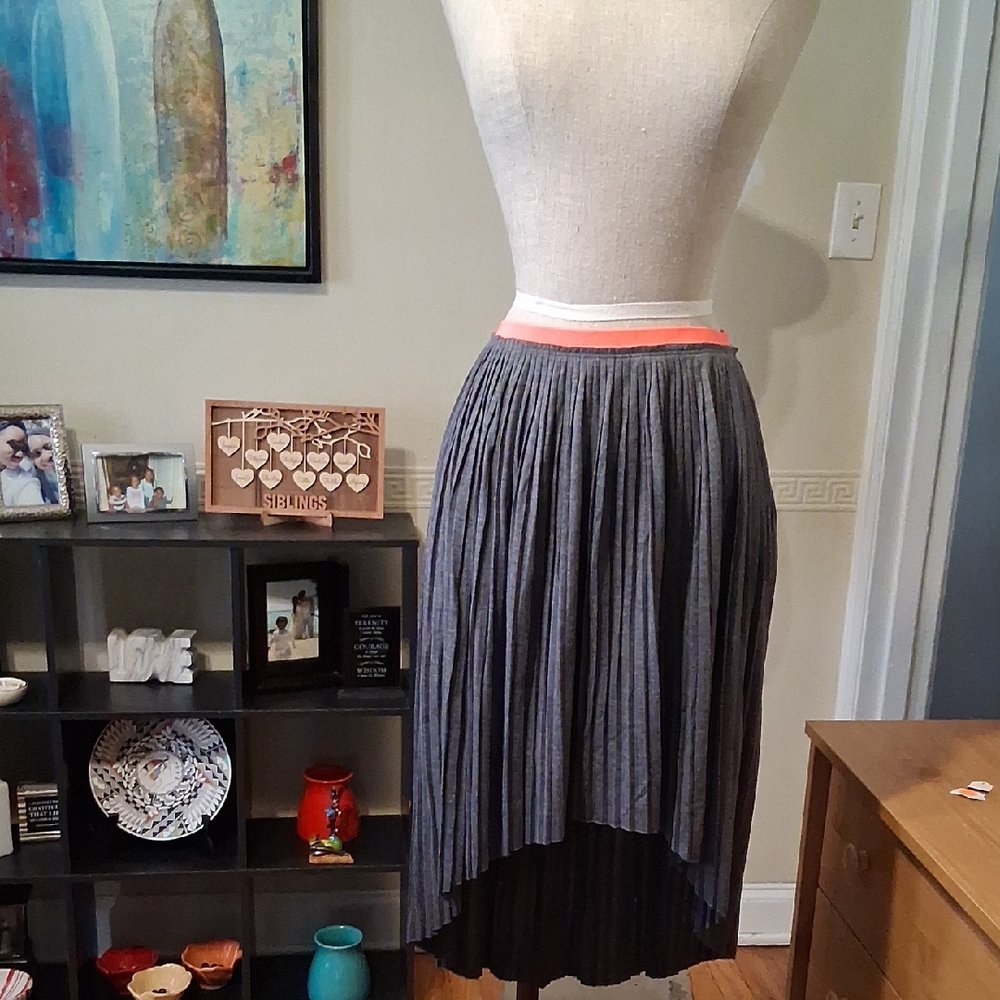 American Eagle Outfitters Charcoal and Coral Midi Skirt